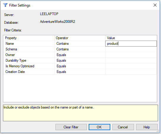 Filter Search on a Table