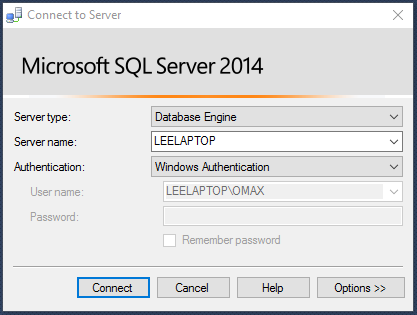 SSMS Connect to Server Dialog2