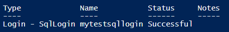 DBATools Copy-DBALogin Output
