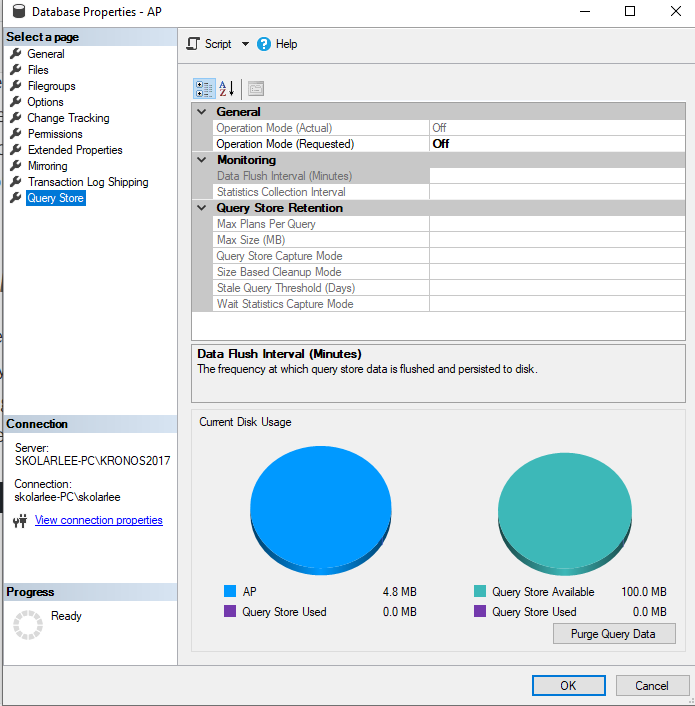 Initial Query Store SSMS