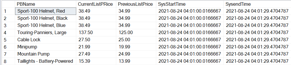 Viewing SQL Server Temporal Table History