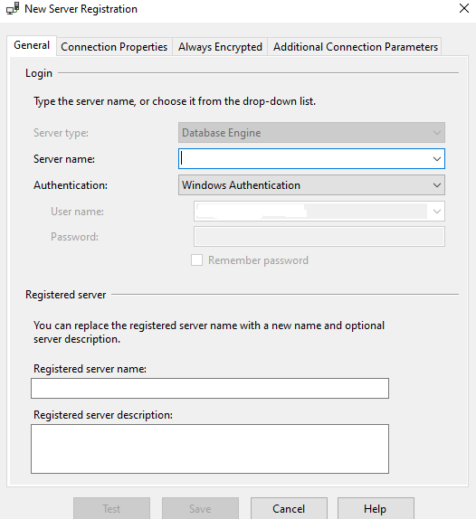 Central Management Server New Registration Dialog