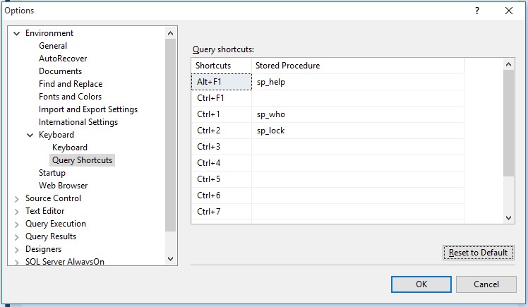 SSMS Query Shortcuts