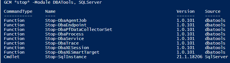 Commands With Stop in PowerShell DBATools SQLServer
