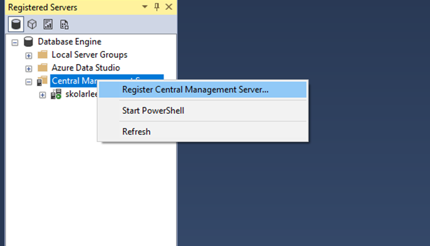 Register Central Management Server in SSMS